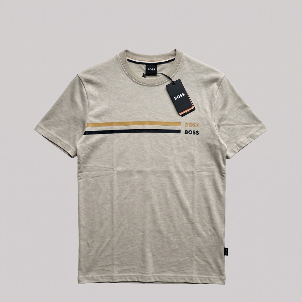 Double Stripe Logo T-Shirt in Light Beige 