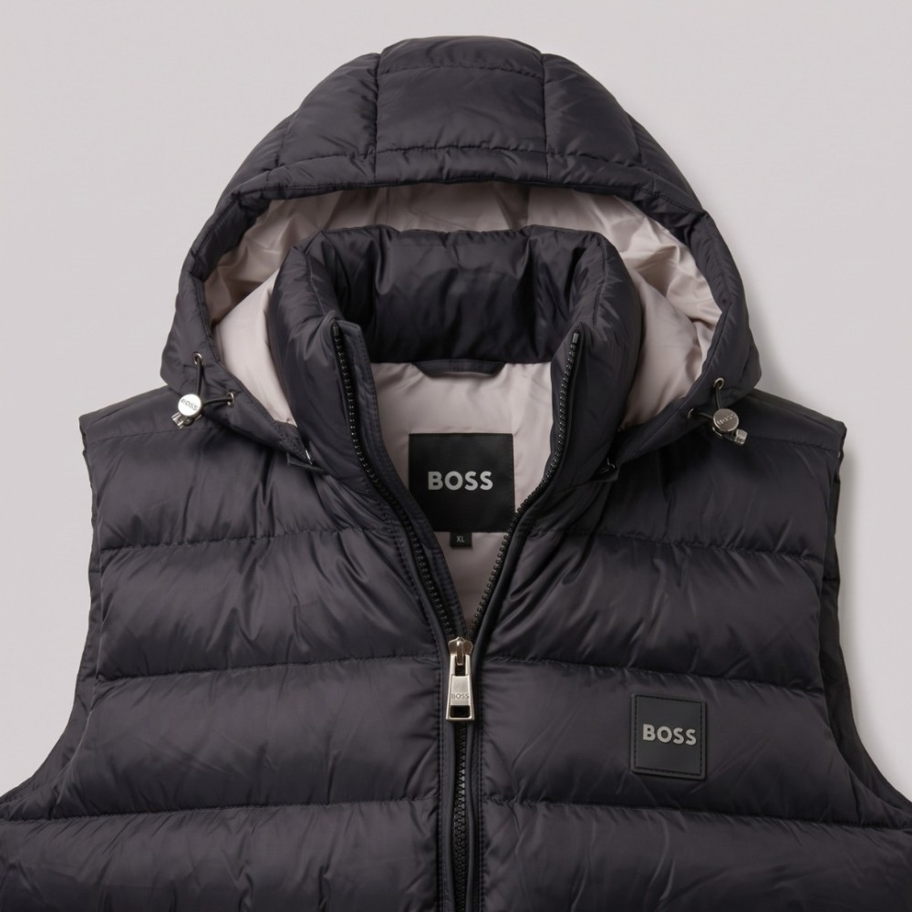 Signature Quilted Hooded Black Puffer Vest Signature Quilted Hooded Black Puffer Vest