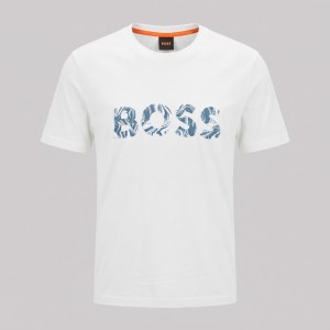 Signature Marble Logo T-Shirt White Blue