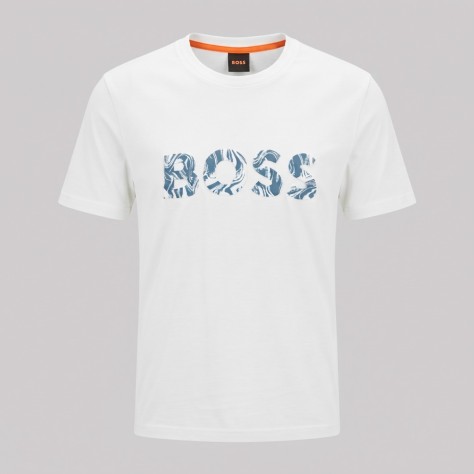 Signature Marble Logo T-Shirt White Blue