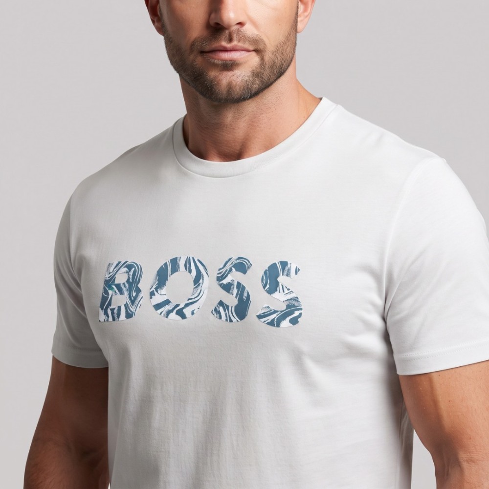 Signature Marble Logo T-Shirt White Blue Signature Marble Logo T-Shirt White Blue