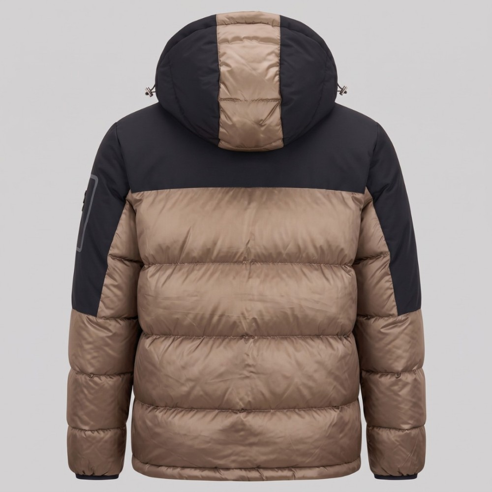 Urban Contrast Two-Tone Hooded Puffer Jacket Beige Urban Contrast Two-Tone Hooded Puffer Jacket Beige