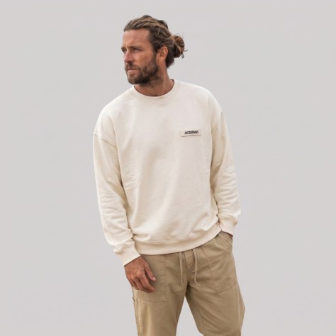 Logo-Patch Sweater Cream
