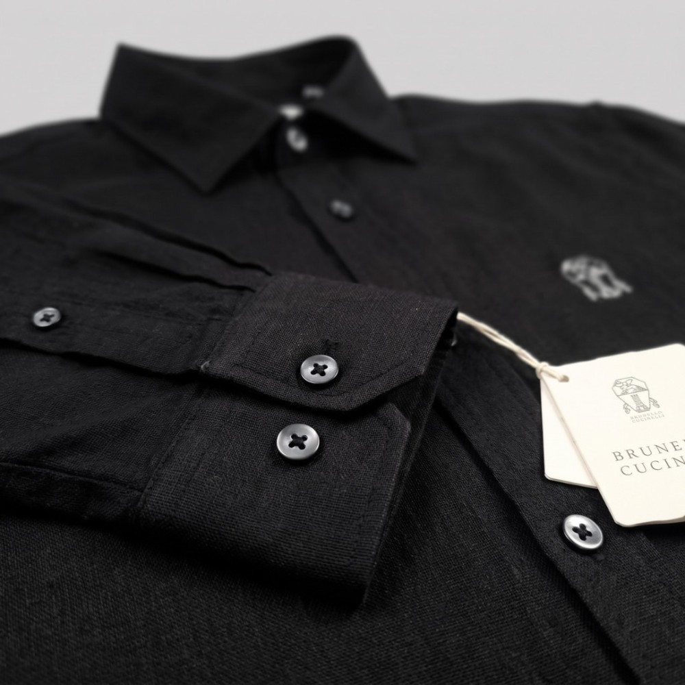 Black Linen Button-Down Shirt Black Linen Button-Down Shirt