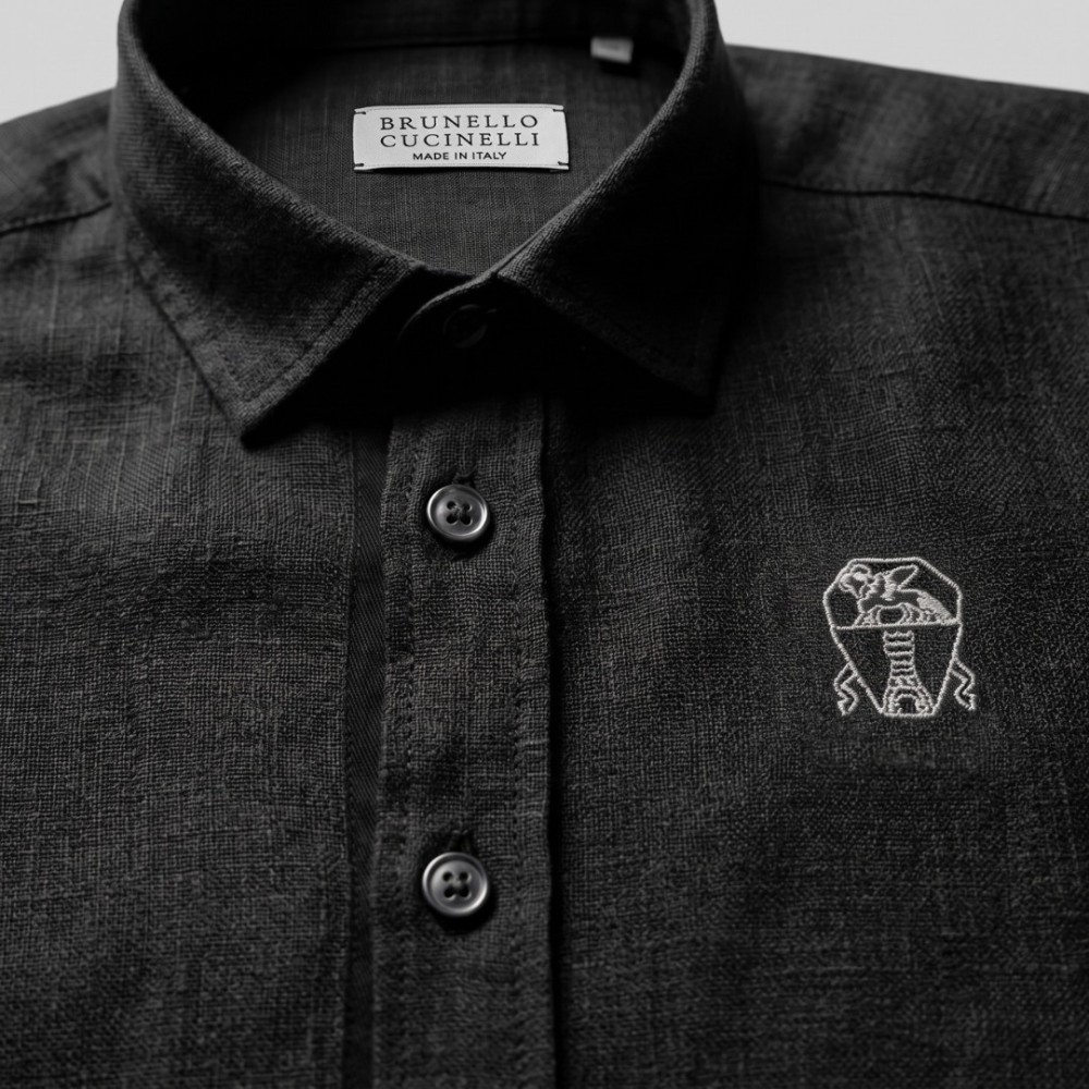 Black Linen Button-Down Shirt Black Linen Button-Down Shirt