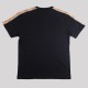 Check Trim Cotton T-Shirt Sleeves Black