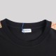 Check Trim Cotton T-Shirt Sleeves Black
