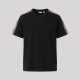 Check Trim Cotton T-Shirt Sleeves Black