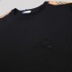 Check Trim Cotton T-Shirt Sleeves Black