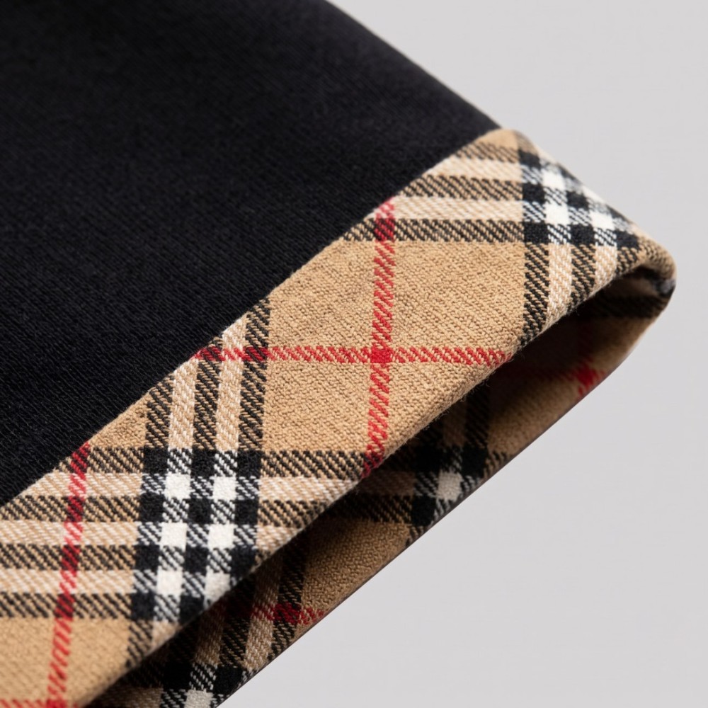 Check Trim Cotton T-Shirt Black Check Trim Cotton T-Shirt Black