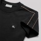 Check Piping Cotton T-Shirt Black