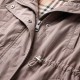 Vintage Check Hooded Drawstring Parka Jacket Taupe