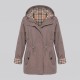 Vintage Check Hooded Drawstring Parka Jacket Taupe