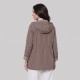 Vintage Check Hooded Drawstring Parka Jacket Taupe