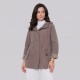 Vintage Check Hooded Drawstring Parka Jacket Taupe