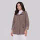 Vintage Check Hooded Drawstring Parka Jacket Taupe