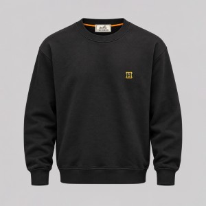 Signature H Embroidered Black Crewneck Sweatshirt