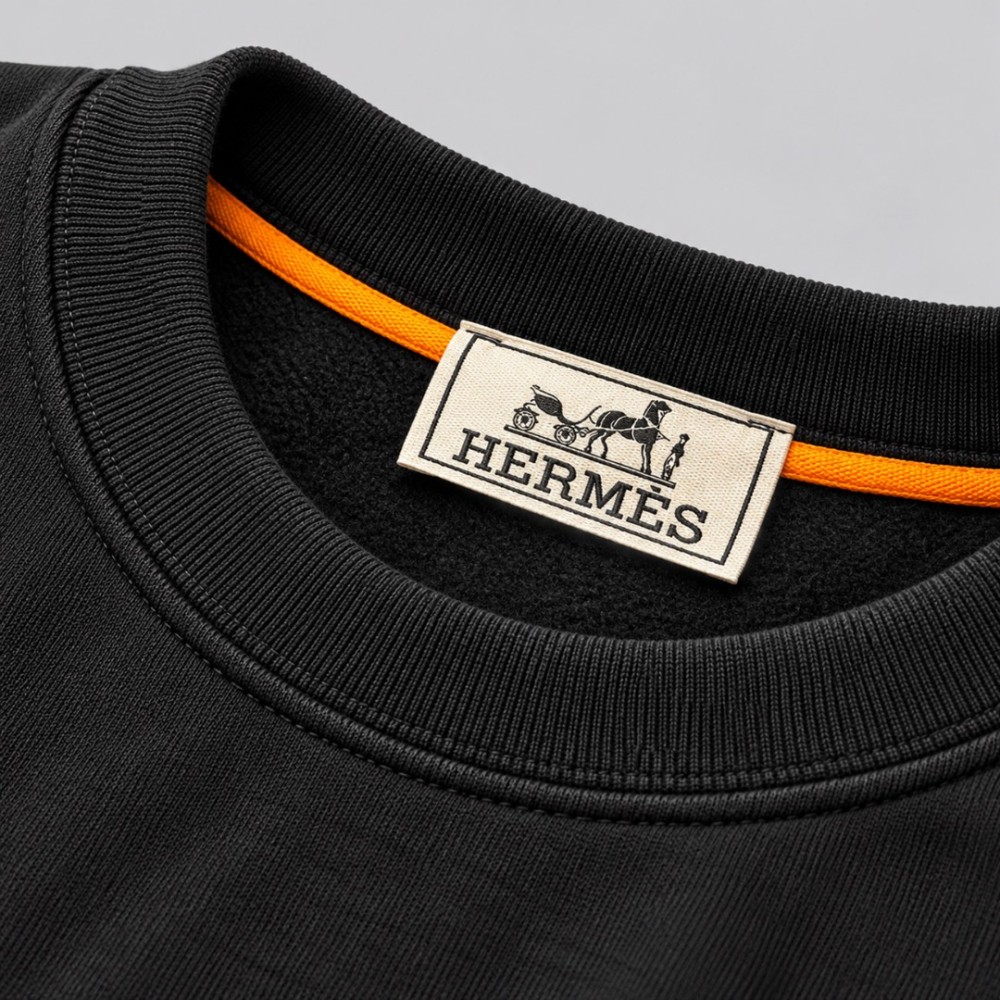 Signature H Embroidered Black Crewneck Sweatshirt Signature H Embroidered Black Crewneck Sweatshirt