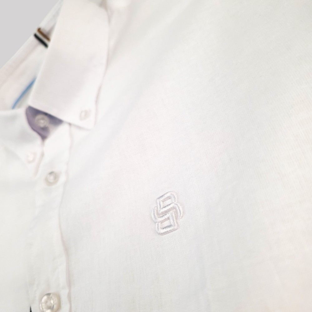 H-Roan Button-Down Slim-Fit Shirt White H-Roan Button-Down Slim-Fit Shirt White