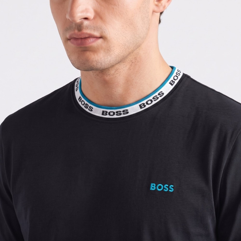Stretch-Cotton T-Shirt With Logo Detail Black Stretch-Cotton T-Shirt With Logo Detail Black