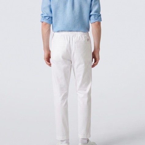 White Cotton Casual Trousers