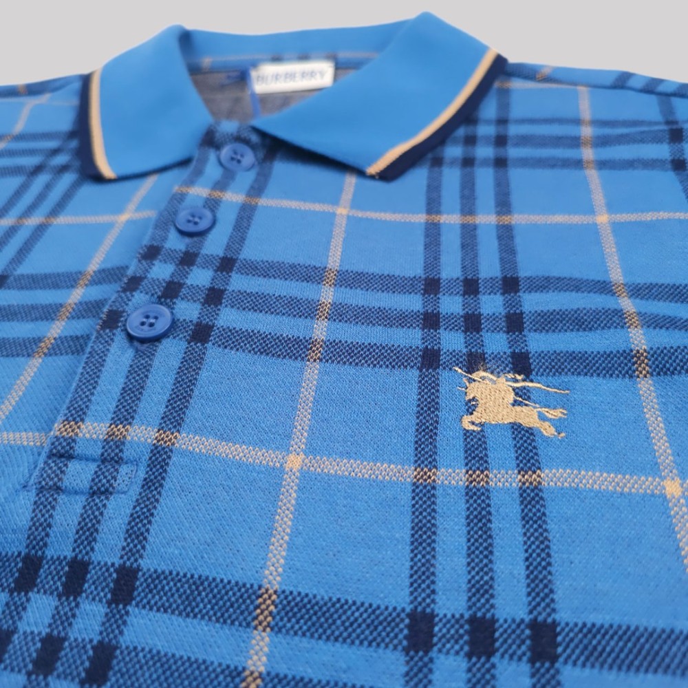 Checked Cotton Polo Polo Dark Blue Checked Cotton Polo Polo Dark Blue
