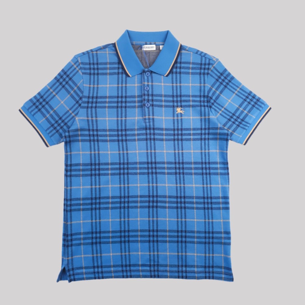 Checked Cotton Polo Polo Dark Blue Checked Cotton Polo Polo Dark Blue