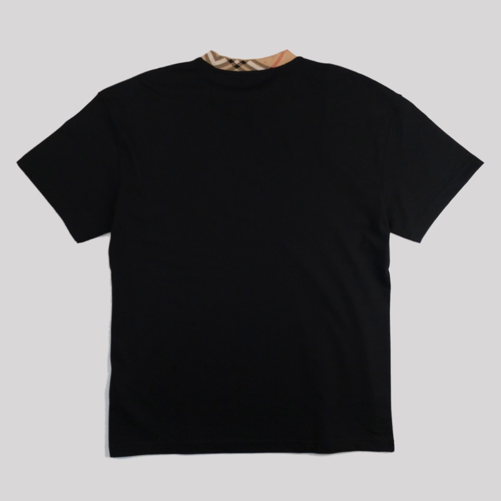 Checked-Trim Cotton T-Shirt Black Checked-Trim Cotton T-Shirt Black