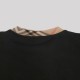 Checked-Trim Cotton T-Shirt Black Checked-Trim Cotton T-Shirt Black