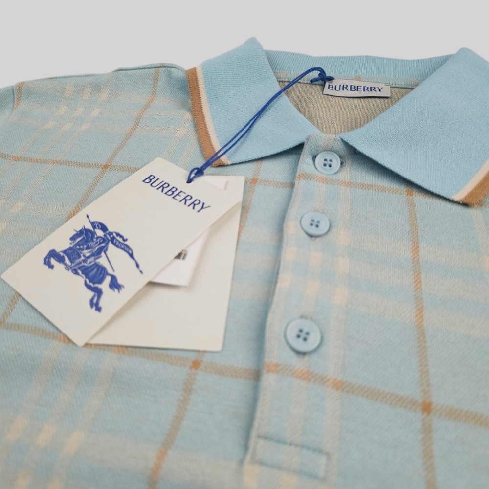 Checked Cotton Polo Polo Light Blue Checked Cotton Polo Polo Light Blue