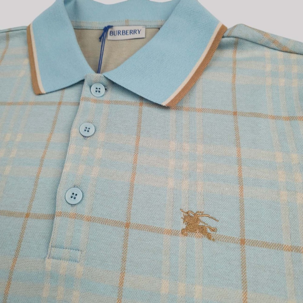 Checked Cotton Polo Polo Light Blue Checked Cotton Polo Polo Light Blue