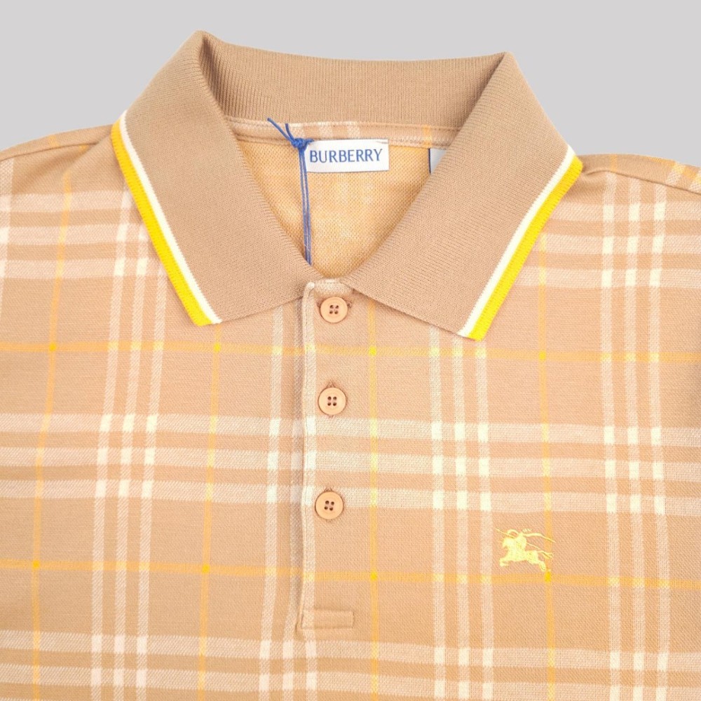 Checked Cotton Polo Polo Beige Checked Cotton Polo Polo Beige