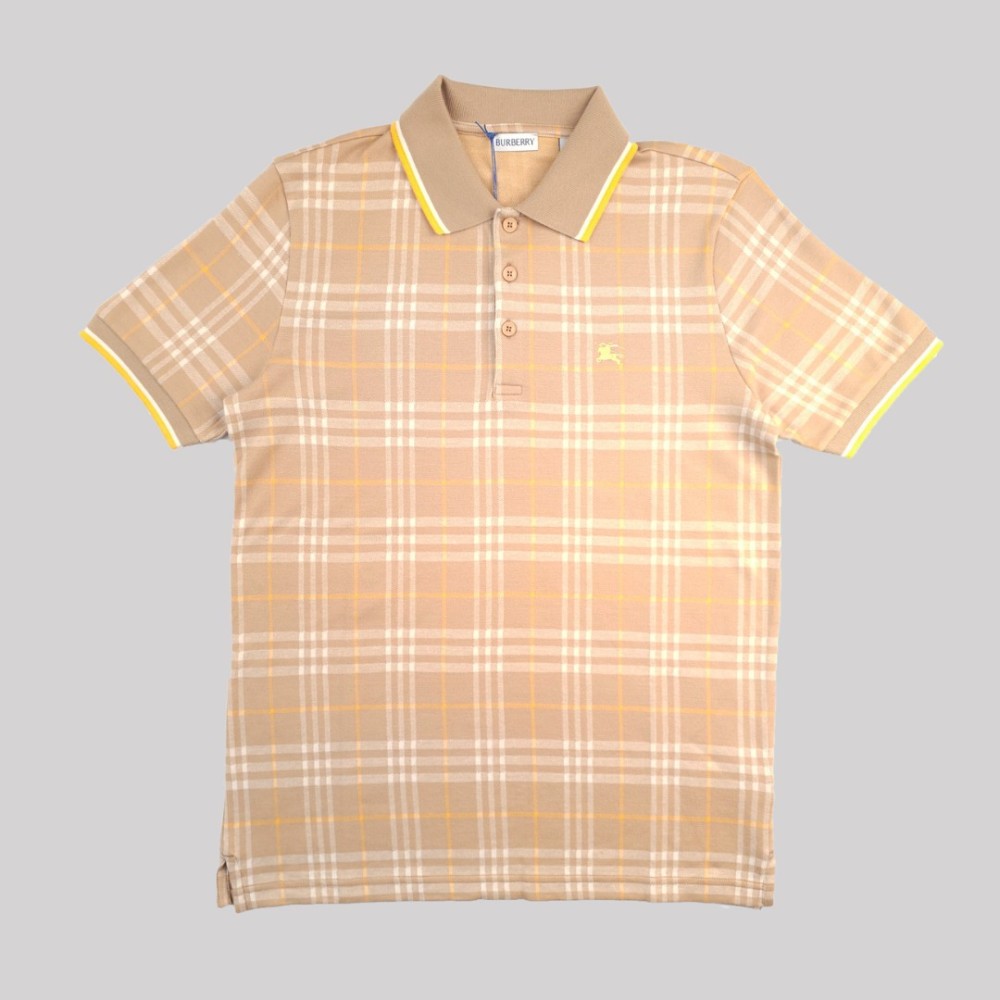 Checked Cotton Polo Polo Beige Checked Cotton Polo Polo Beige