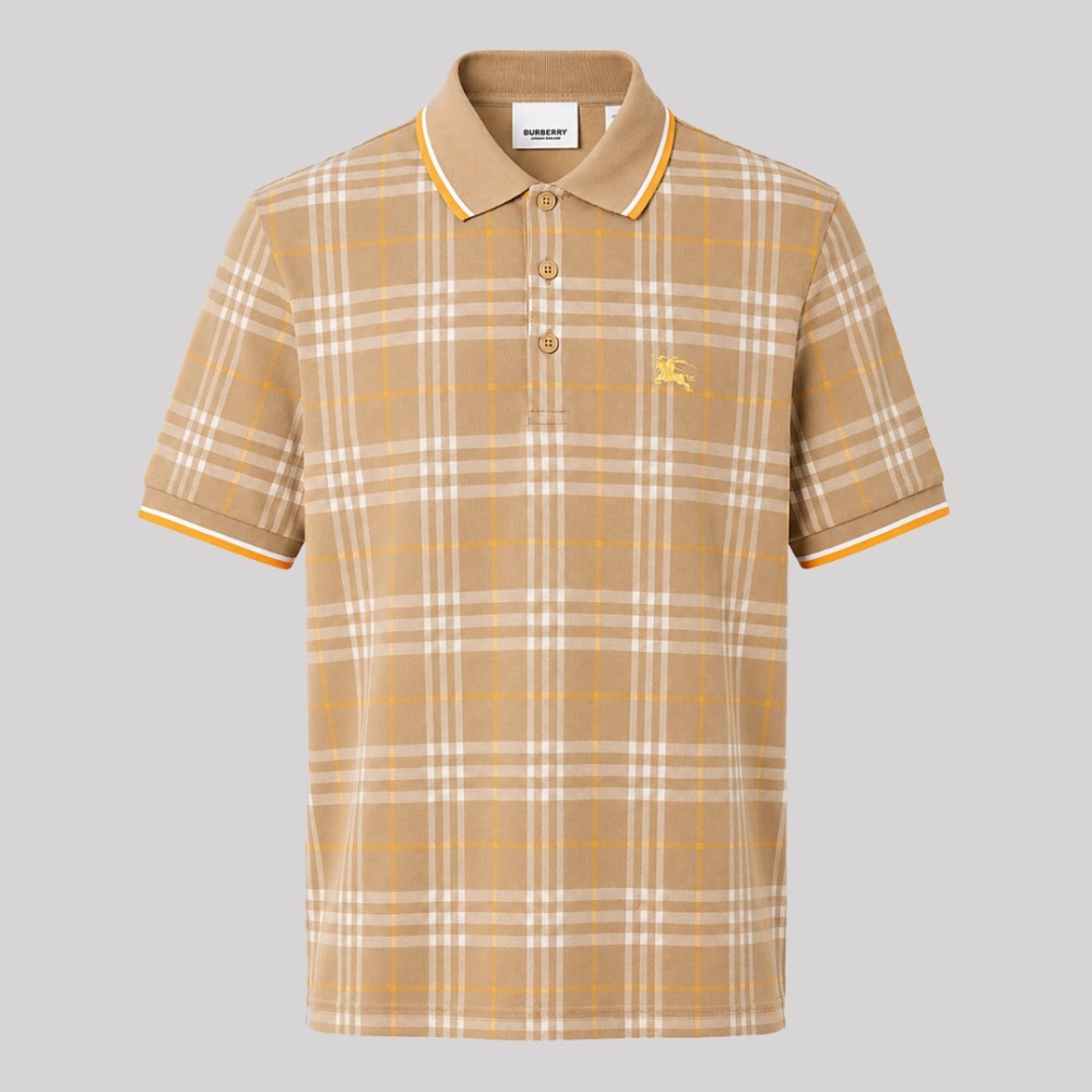 Checked Cotton Polo Polo Beige Checked Cotton Polo Polo Beige