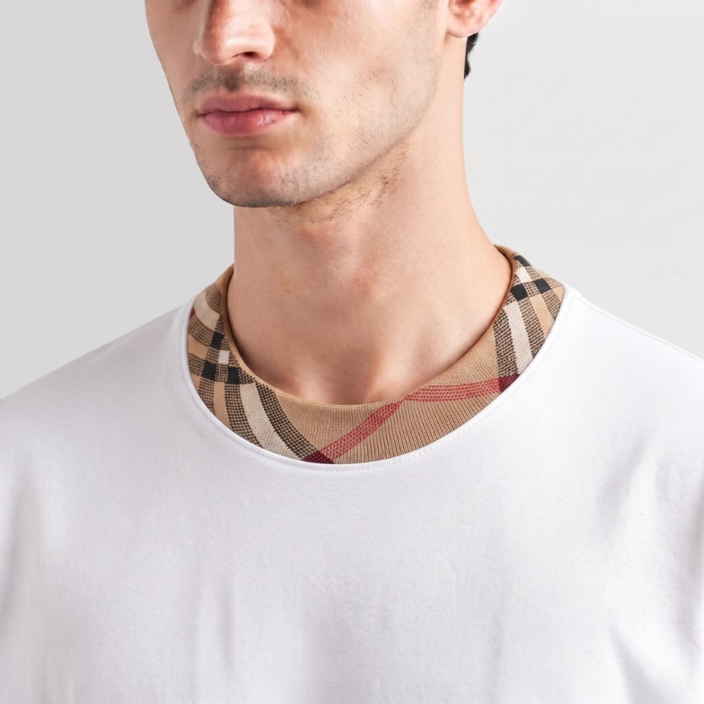 Checked-Trim Polo White Checked-Trim Polo White