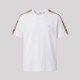 Check Trim Cotton T-Shirt Sleeves White Check Trim Cotton T-Shirt Sleeves White