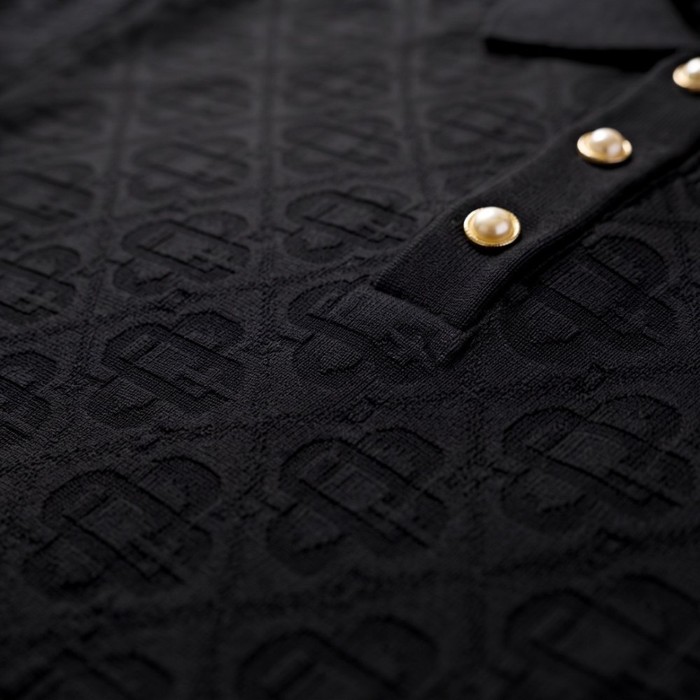 Column Stitch Short Sleeve Polo Black Details Column Stitch Short Sleeve Polo Black Details