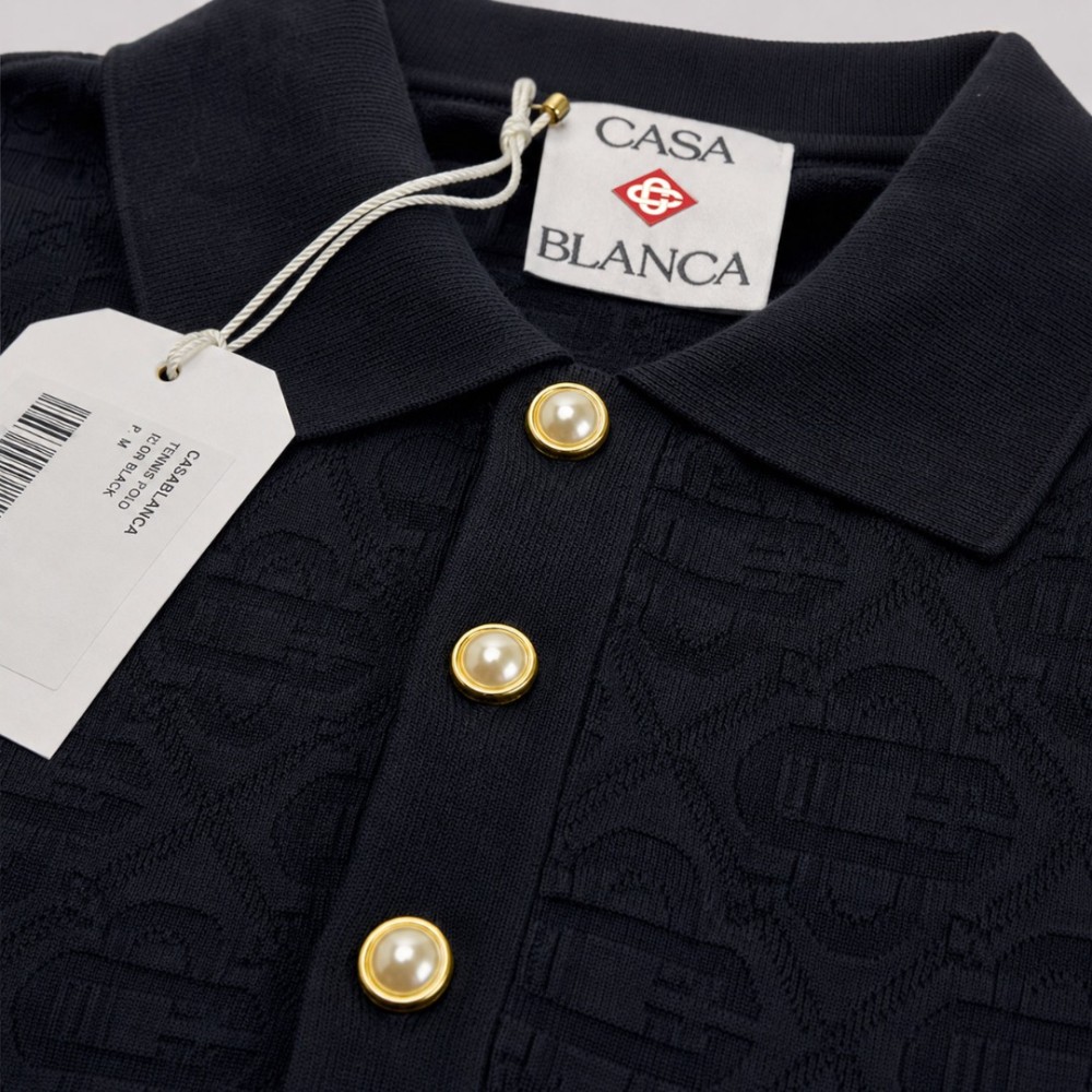 Column Stitch Short Sleeve Polo Black Details Column Stitch Short Sleeve Polo Black Details