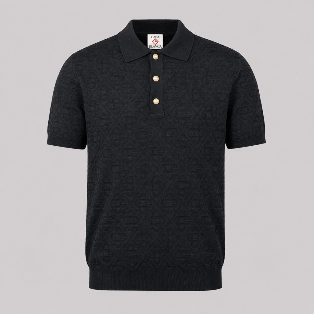 Column Stitch Short Sleeve Polo Black Details Column Stitch Short Sleeve Polo Black Details