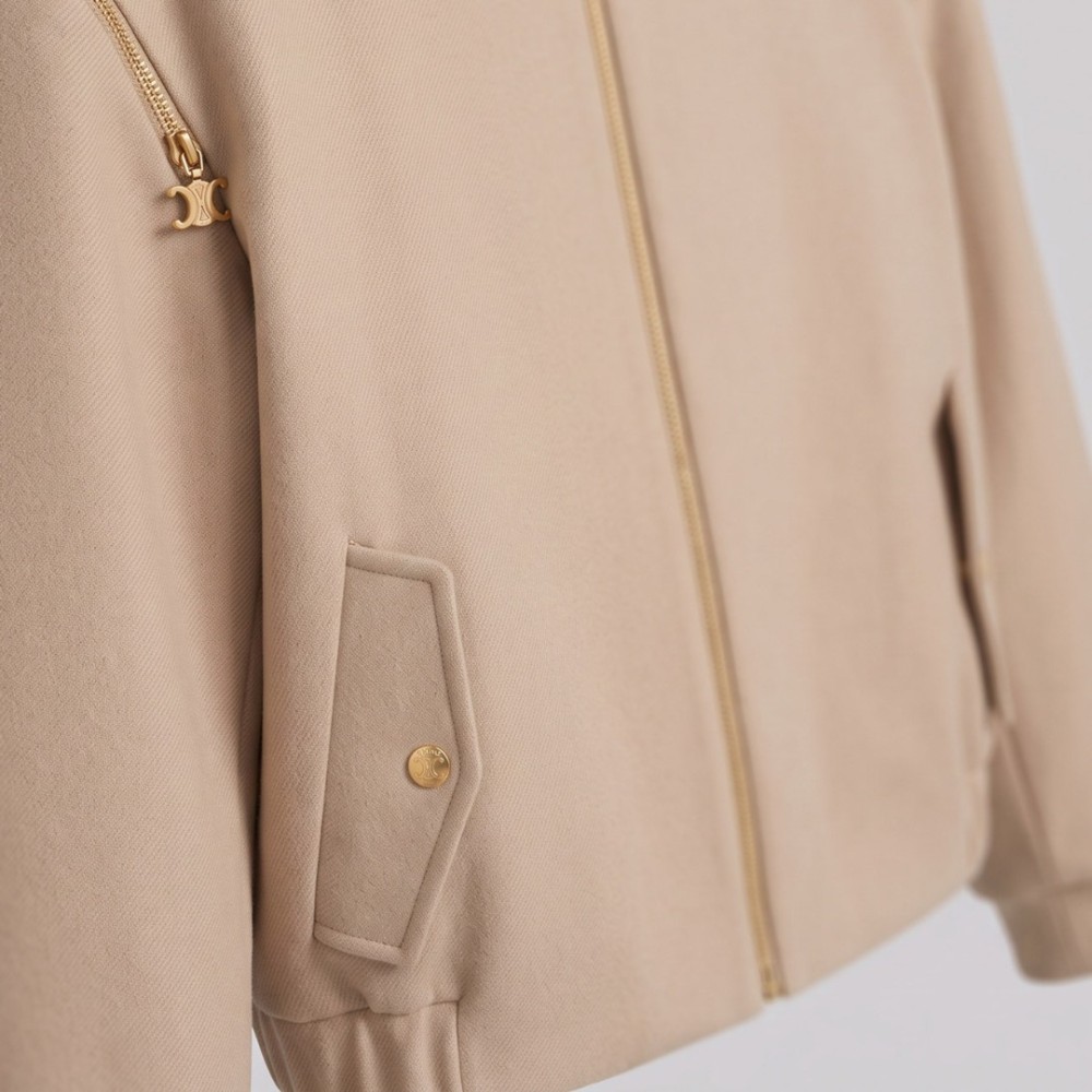 Hardware Leather Bomber Jacket Sand Hardware Leather Bomber Jacket Sand