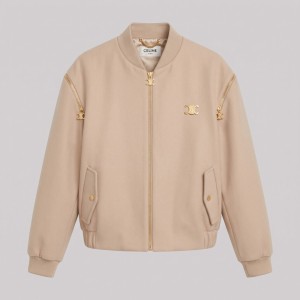 Hardware Leather Bomber Jacket Sand