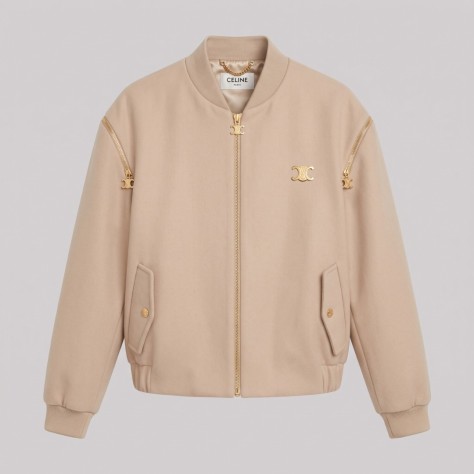 Hardware Leather Bomber Jacket Sand