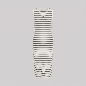 Long Tank Dress White/Black
