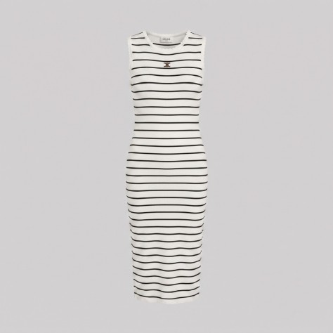 Long Tank Dress White/Black
