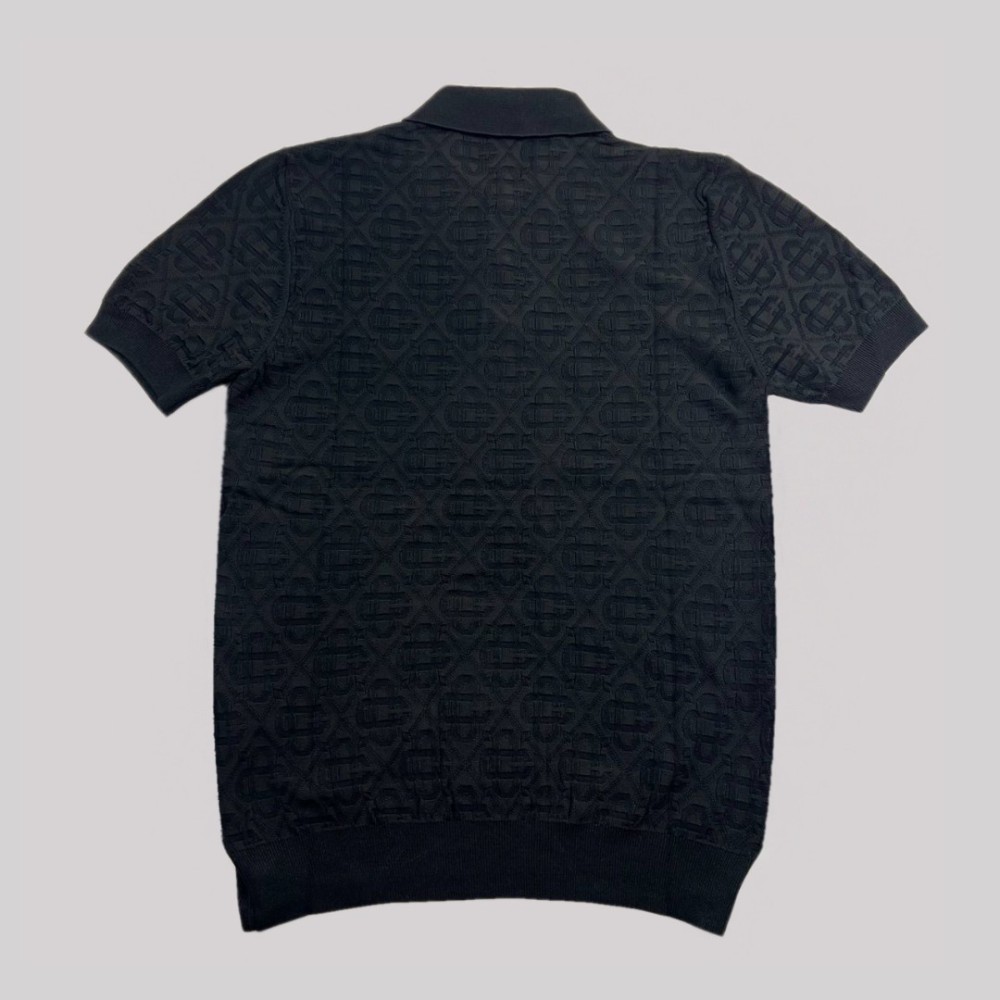 Column Stitch Short Sleeve Polo Black Details Column Stitch Short Sleeve Polo Black Details