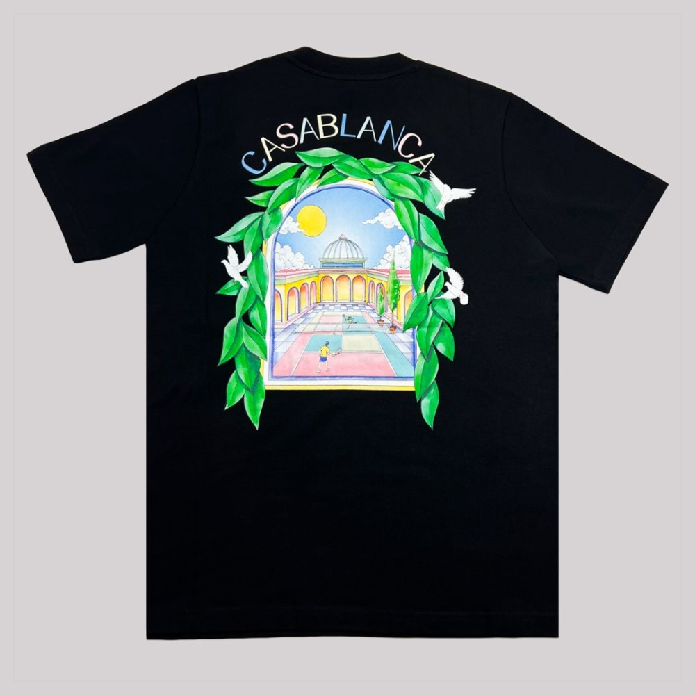 Tennis Landscape Print T-Shirt Black Tennis Landscape Print T-Shirt Black