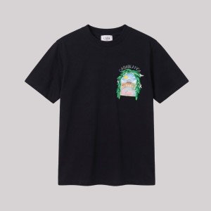 Tennis Landscape Print T-Shirt Black