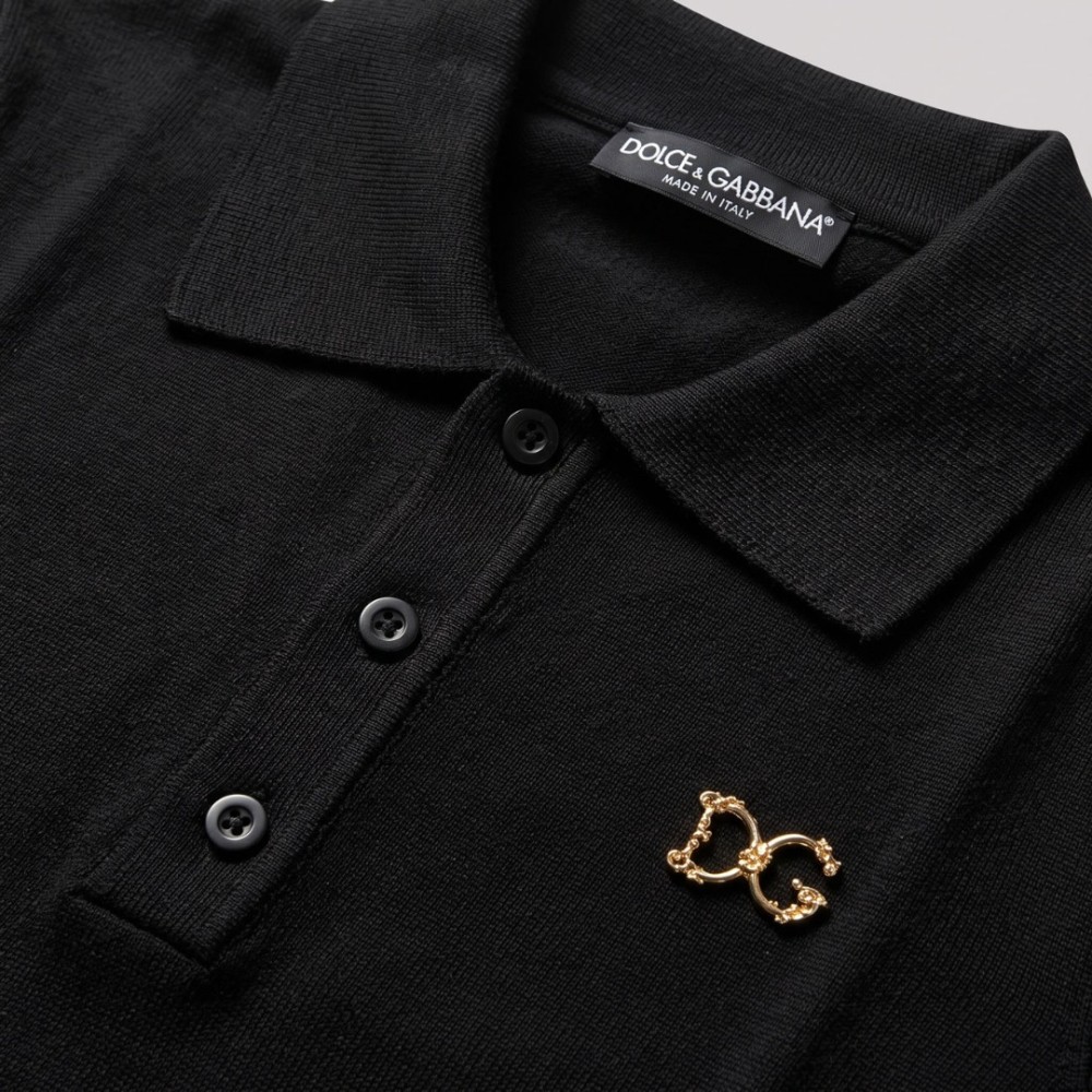 Gold Logo Plaque Polo Shirt Gold Logo Plaque Polo Shirt
