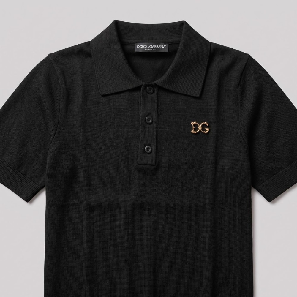 Gold Logo Plaque Polo Shirt Gold Logo Plaque Polo Shirt