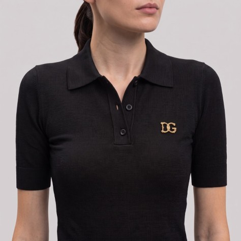Gold Logo Plaque Polo Shirt